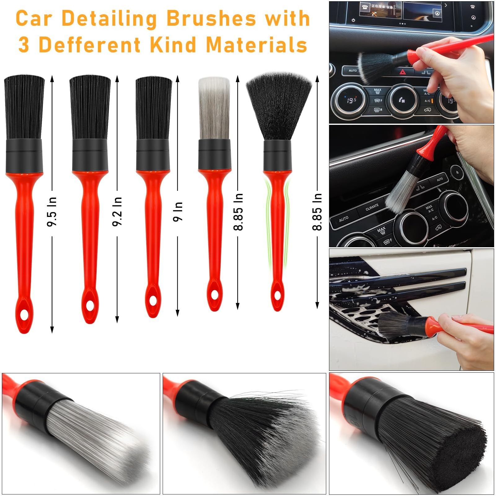 Household 48PCS Interior Car Care Cleaning Detailing Wheel  Brush Products Kit