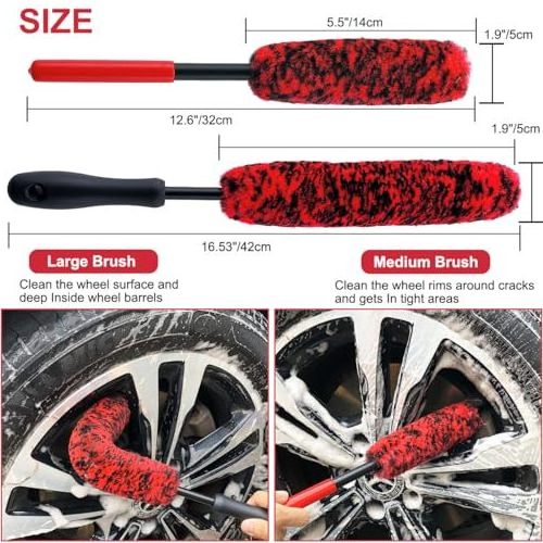 Customized Auto Detailing Detailer Car Cleaning Tire Wheel Rim Hub Brush Set