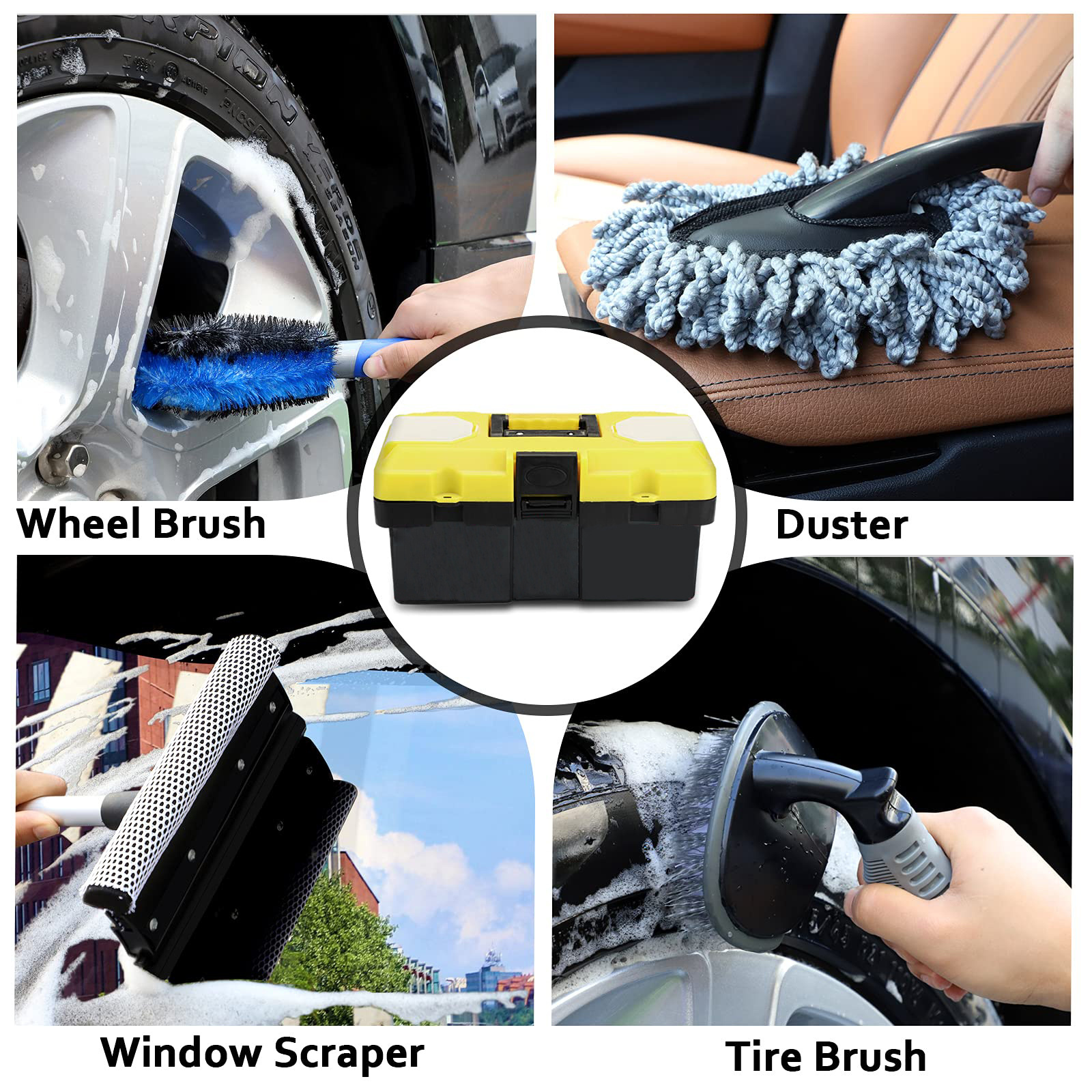 Premium Exterior Cleaner Duster Tire Brush Cleaning Tools For Car Wheel,Surface,Window