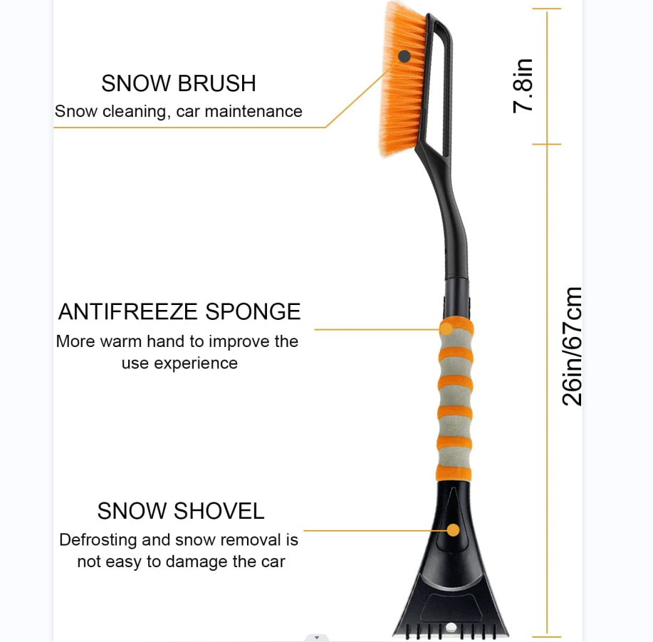 26 Inch Detachable Winter multi-functional Extendable Ice Scraper Snow Brush For Car Windshield