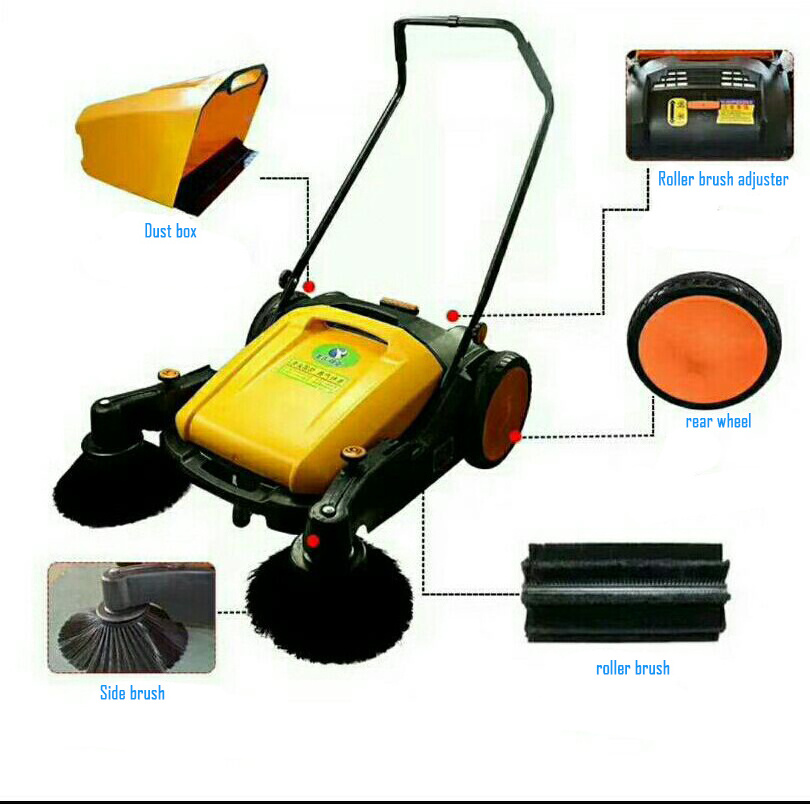 Keda push sweeper yard cleaning manual push sweeping without battery power floor sweeper custom made