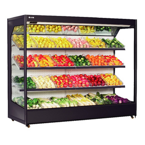 Kimay modern design upright display cooler glass door fruit and vegetable commercial refrigerator