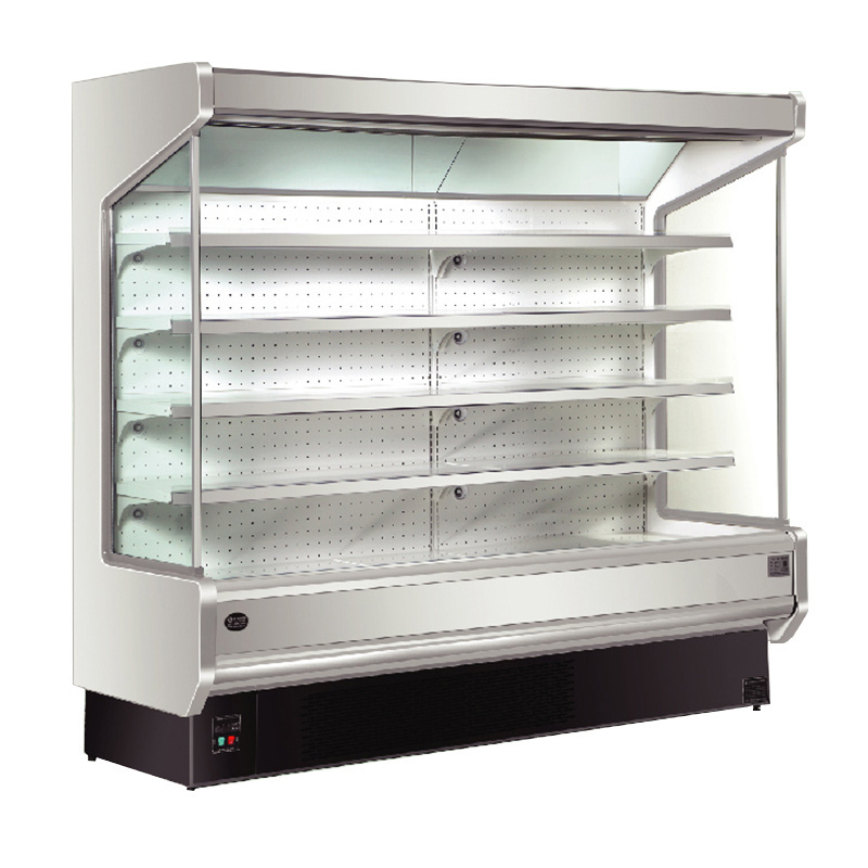 Kimay modern design upright display cooler glass door fruit and vegetable commercial refrigerator