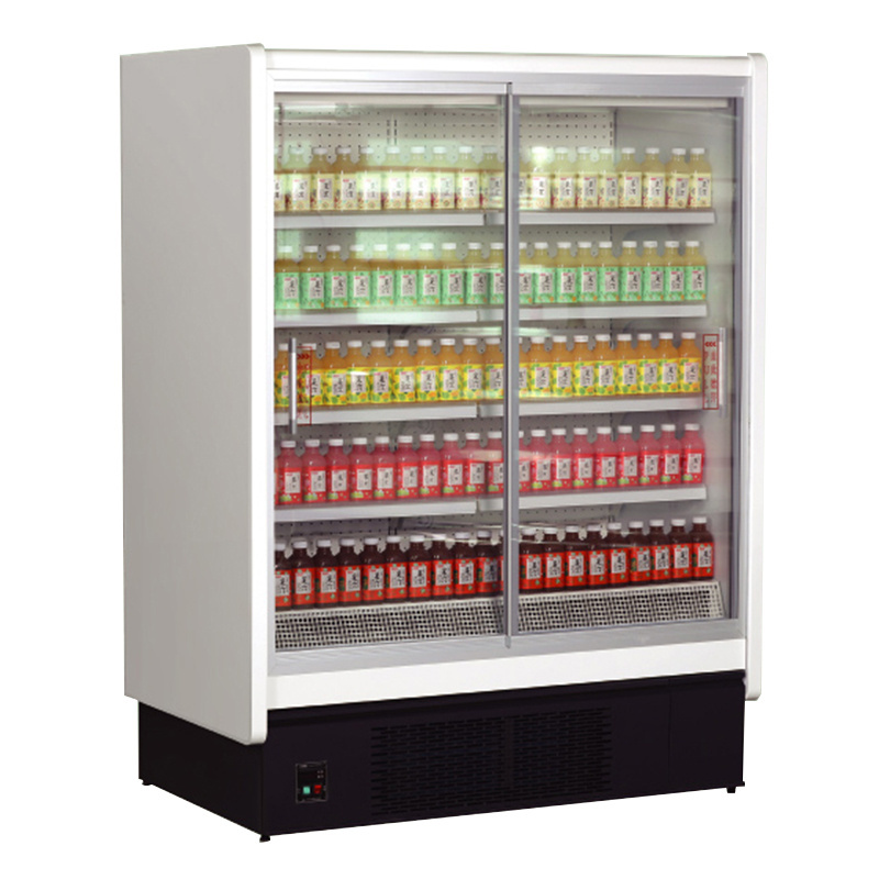 beverage cooler supermarket self-closing glass door freezer air cooling refrigerator commercial fridge