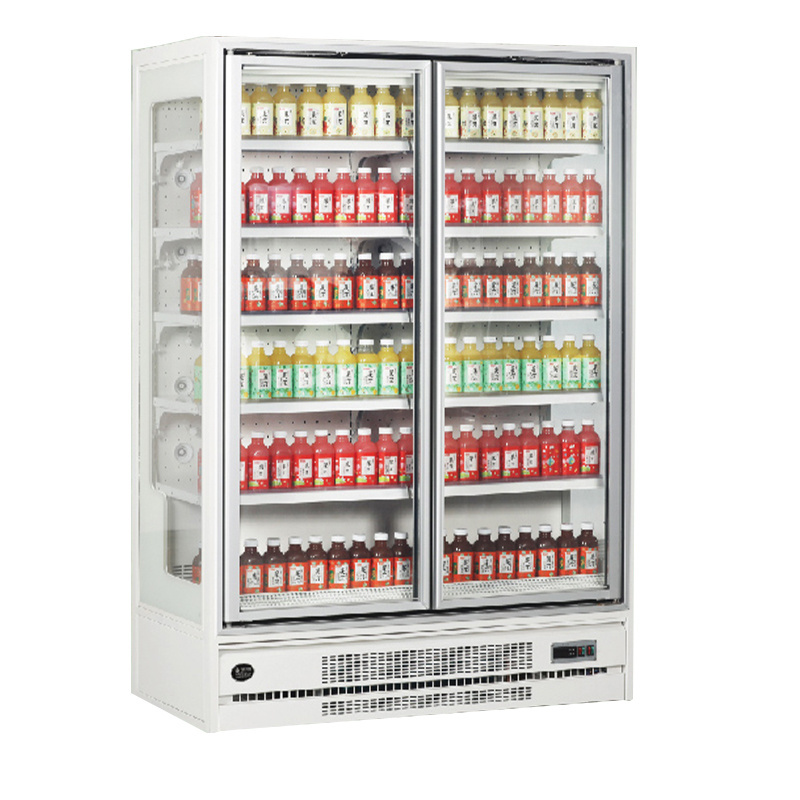 beverage cooler supermarket self-closing glass door freezer air cooling refrigerator commercial fridge