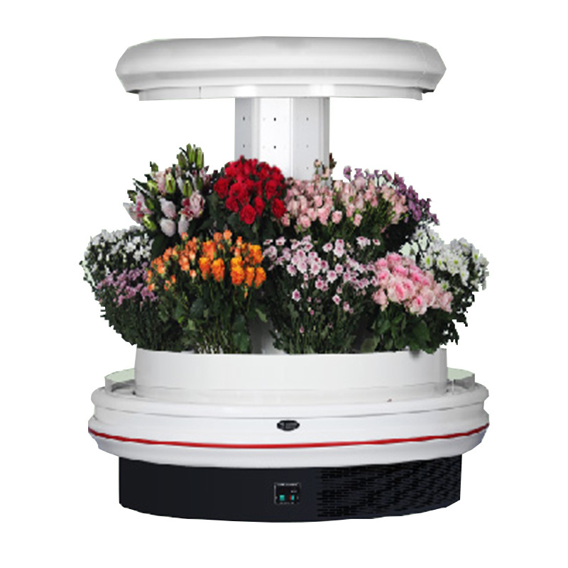 Kimay wholesale fashion design round mini fresh flower display cooler commercial refrigerator