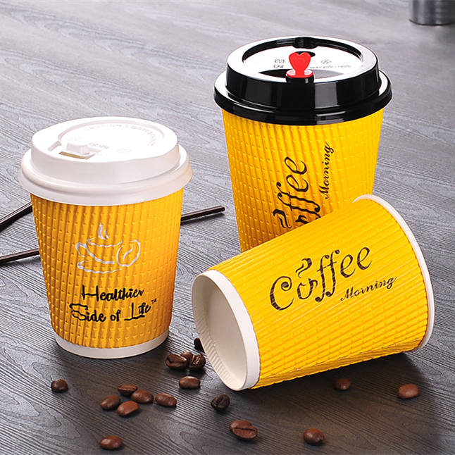 8oz 12oz 16oz customized design paper cups disposable printed paper single /double wall ripple coffee cups