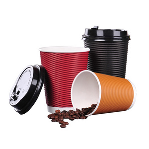 8oz 12oz 16oz customized design paper cups disposable printed paper single /double wall ripple coffee cups