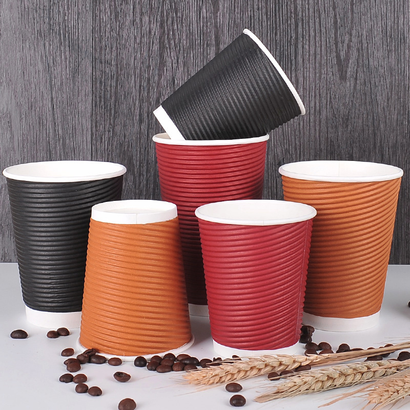 8oz 12oz 16oz customized design paper cups disposable printed paper single /double wall ripple coffee cups