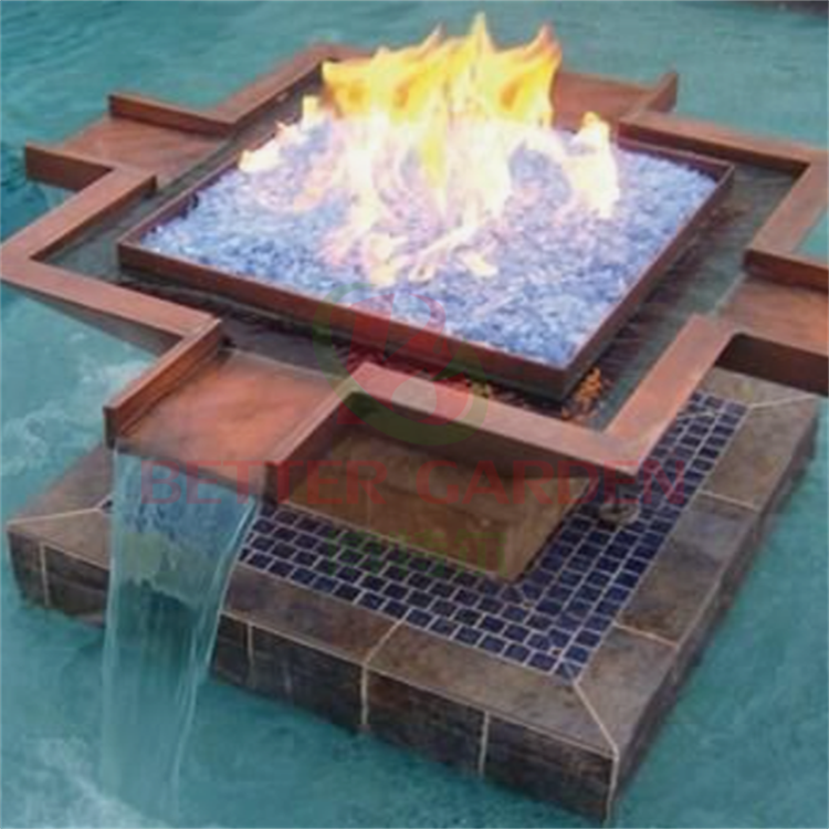 Garden Backyard Swimming Pool Gas Fire Bowl Rust Corten Steel Water Fire Pit