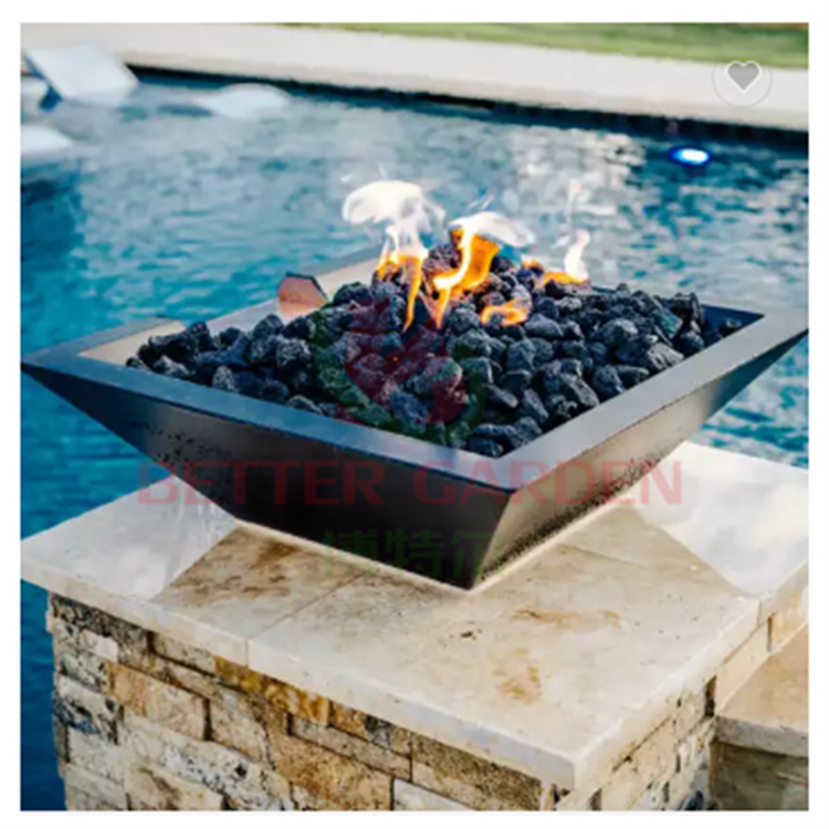 Garden Backyard Swimming Pool Gas Fire Bowl Rust Corten Steel Water Fire Pit