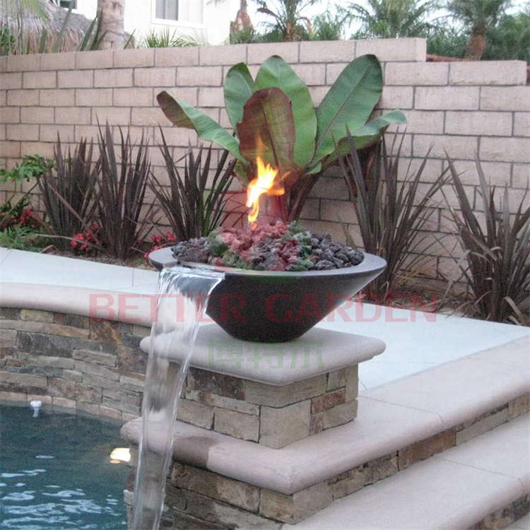 Garden Backyard Swimming Pool Gas Fire Bowl Rust Corten Steel Water Fire Pit