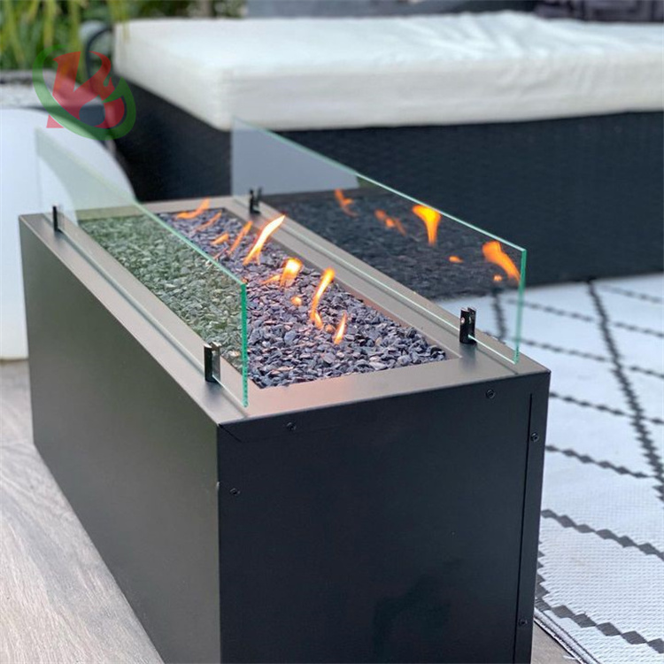 Metallic series garden outdoor rectangular gas pit fire table