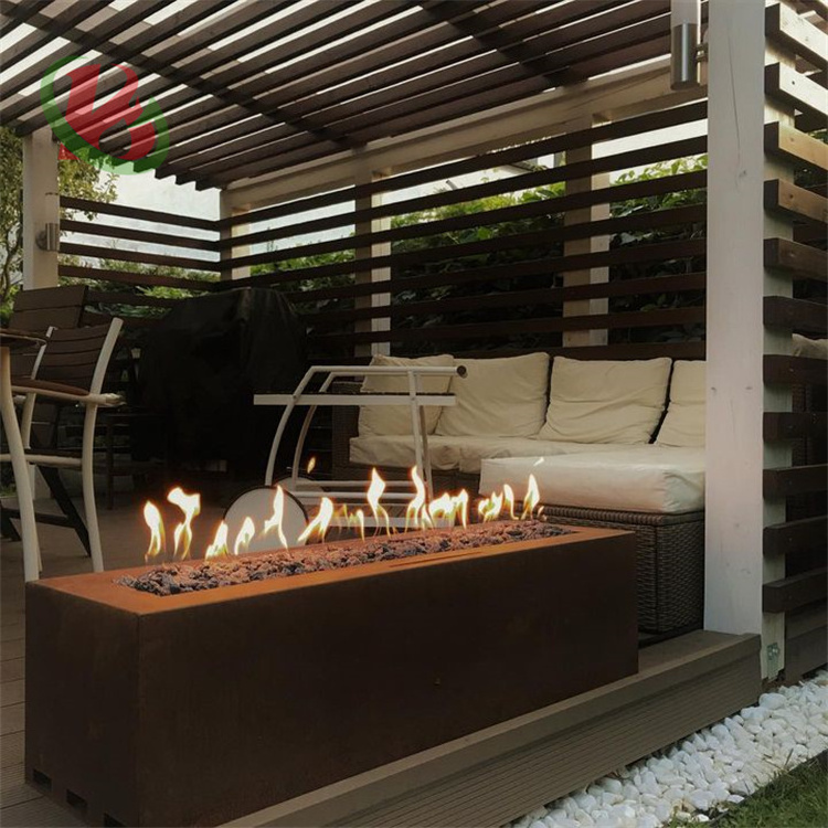 Metallic series garden outdoor rectangular gas pit fire table