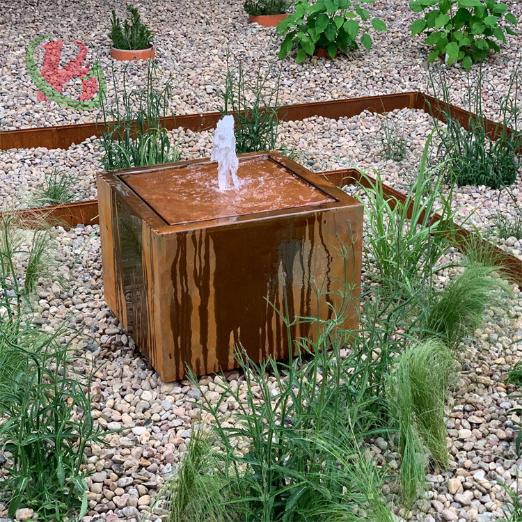 Corten steel waterfall fountain outdoor decorative garden ornaments outdoor waterfall