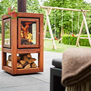 corten steel outdoor freestanding wood burning fireplace fireplaces stoves