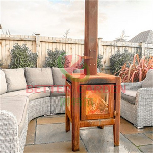 corten steel outdoor freestanding wood burning fireplace wood burning fireplace