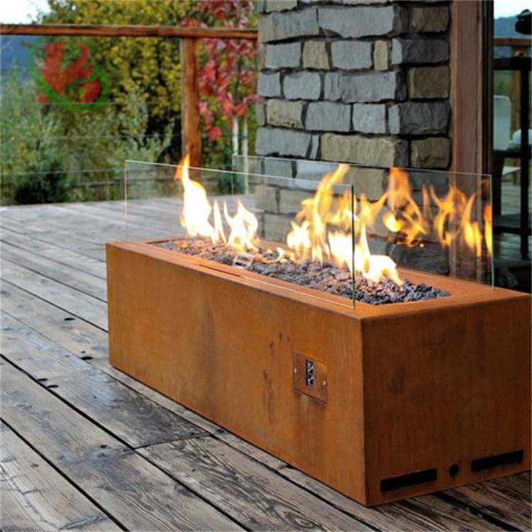 corten steel gas fire pit table outdoor  gas fire pit garden natural gas firepit table