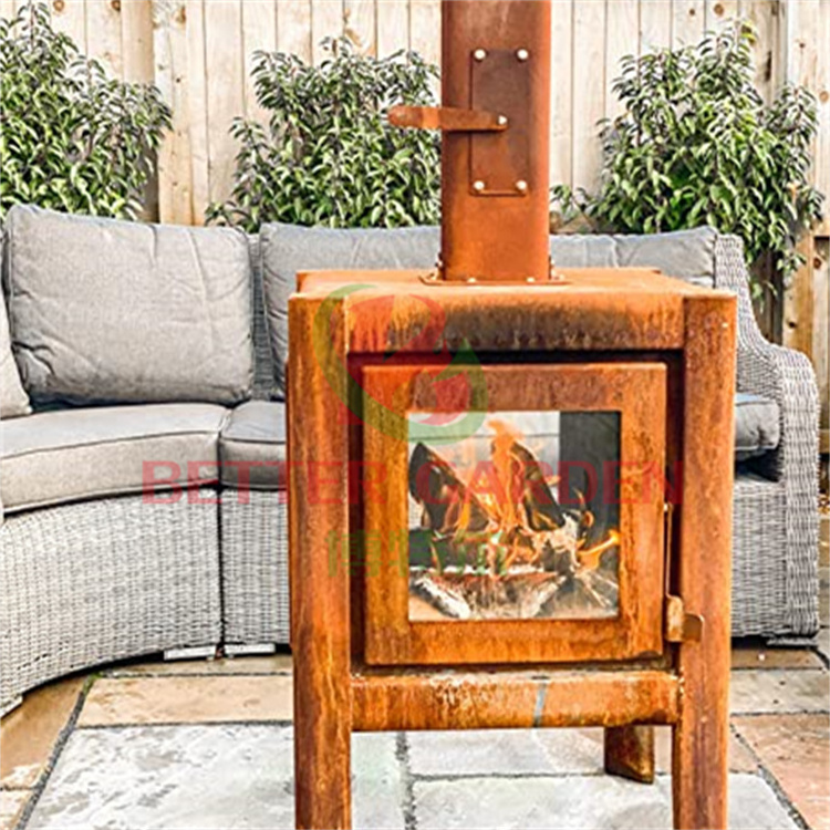 corten steel outdoor freestanding wood burning fireplace wood burning stoves fire pit