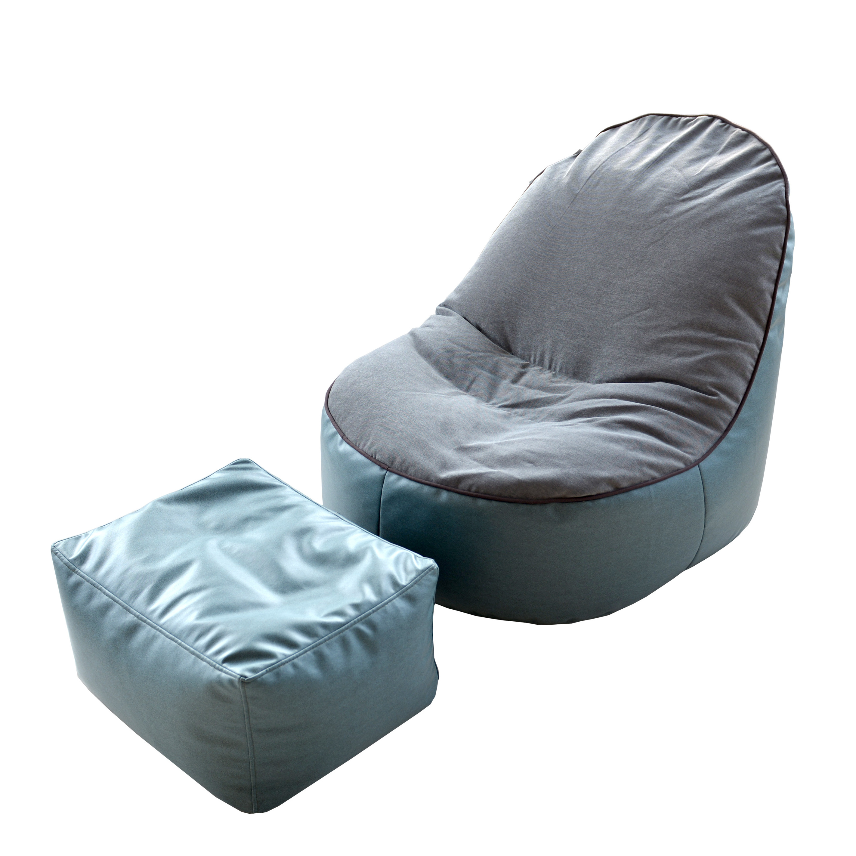 Bean Bag Chair with Footstool Set with Filler for Adults Bean Bag Sofa with Washable Cover for Living Room Reading Chair