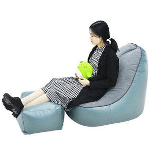 Bean Bag Chair with Footstool Set with Filler for Adults Bean Bag Sofa with Washable Cover for Living Room Reading Chair