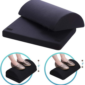 2021 Upgraded Premium Half Moon Cylinder Foot Rest Under Desk with Adjustable Height Soft  Firm Foam Velvet Footrest Cushion