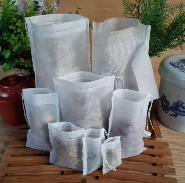 Tea Bags with Cotton Draw Strings Eco Paper Filter Tea Bag Heat Seal Empty Loose Leaf Tea Bags