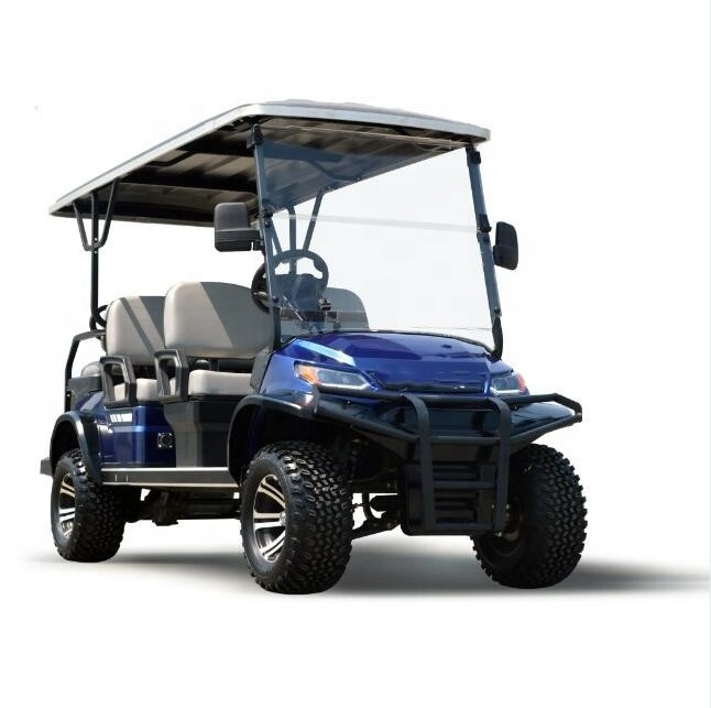 Blue Golf Cart 6 Seater 4 wheel For Sighting Electric Car