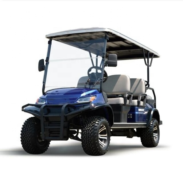 Blue Golf Cart 6 Seater 4 wheel For Sighting Electric Car