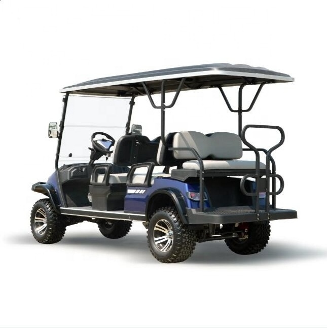 Blue Golf Cart 6 Seater 4 wheel For Sighting Electric Car