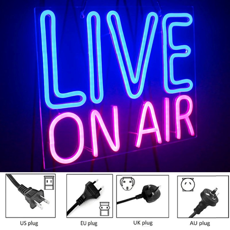 Live ON AIR Neon Signs Neon LED Night Lights Decorative Sign Room Bar Pub Store Club Garage Home Party Wall Art Decoration Live