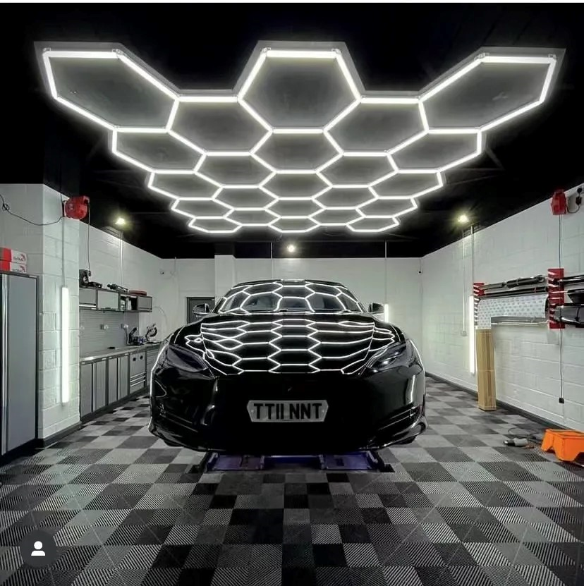 2023 Hot Sale Honeycomb Car Detailing Hexagon Ceiling Light Honeycomb Garage Hexagon Led Light