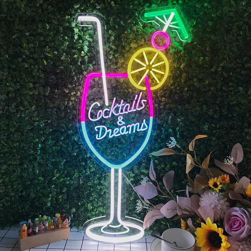 Cocktails & Dream LED Neon Sign Wall Decor For Beer Bar Neon Sign Store Pub Club Night Light Party Decorative Neon Night Light