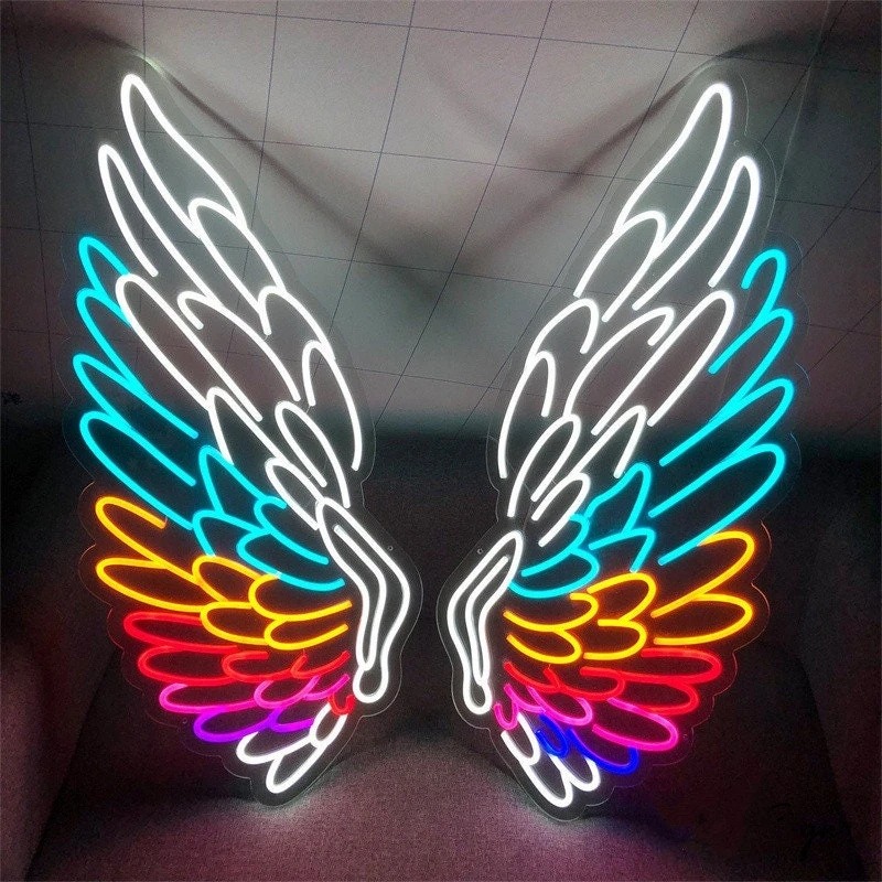 LED Neon Sign Custom Angel Wings With Halo Neon Lights Wedding Party Decor Bedroom Bar Art Wall Decoration Girl Birthday Gift