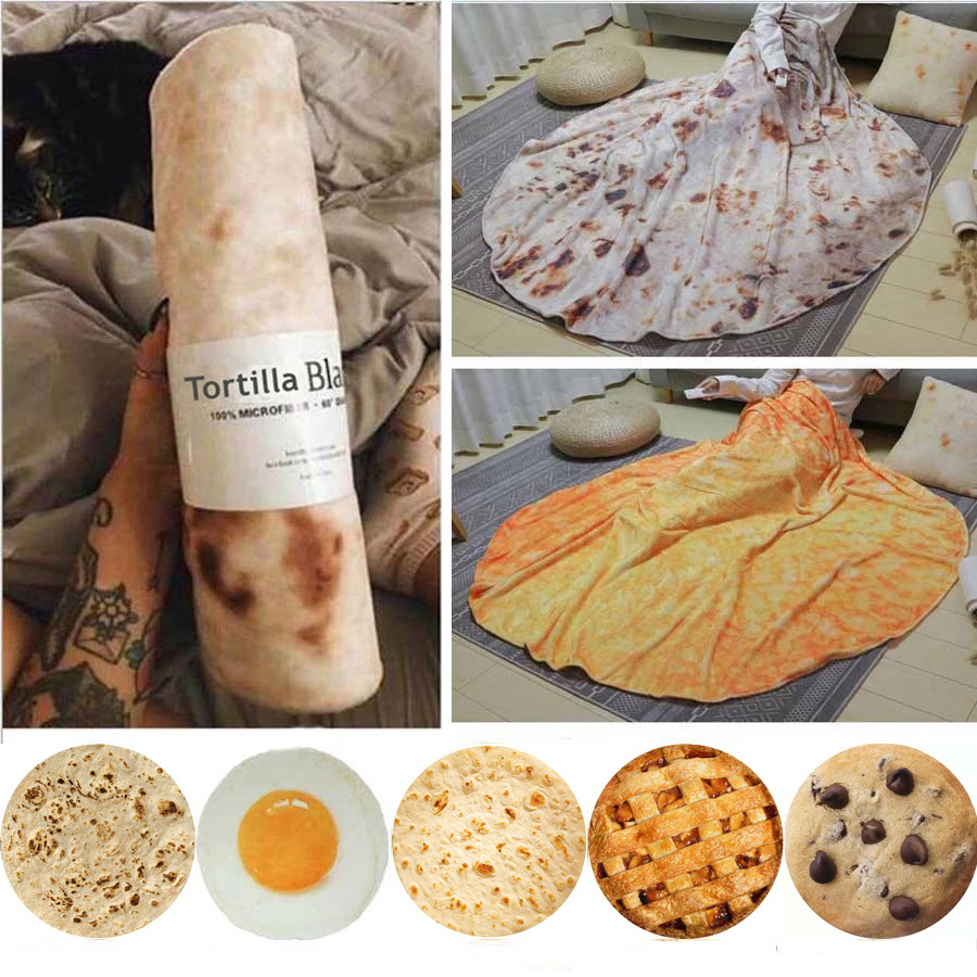 Soft warm flannel corn tortilla pizza blanket mexican pita lavash fleece sofa plaid plush bedspreads winter throw blanket