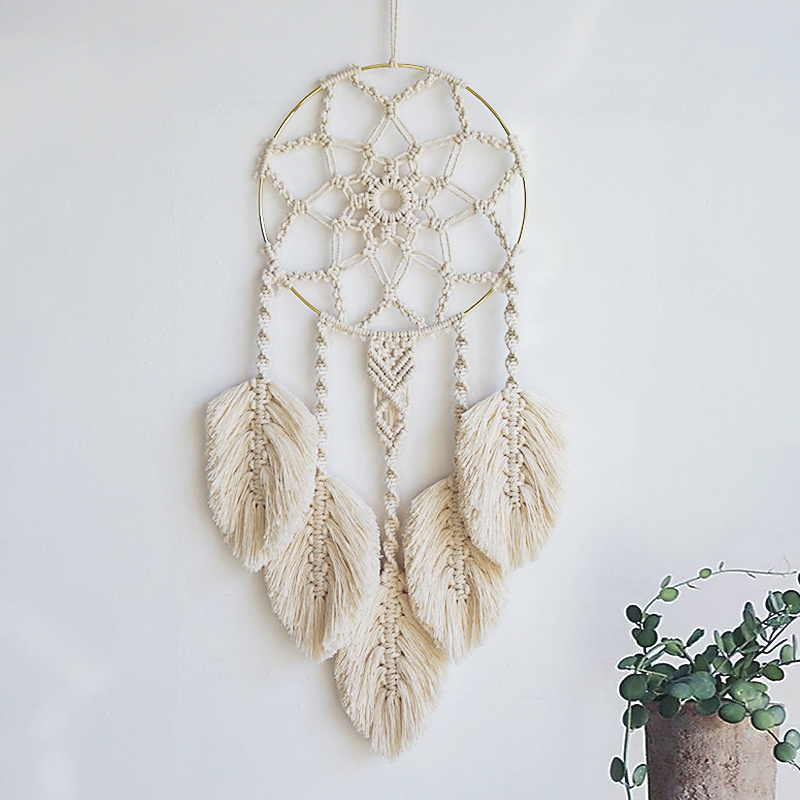 Moon and Star Dream Catcher Macrame Wall Hanging Bohemian Home Tapestry Heart Decor Girls Kids Nursery Ornament Decoration Gifts