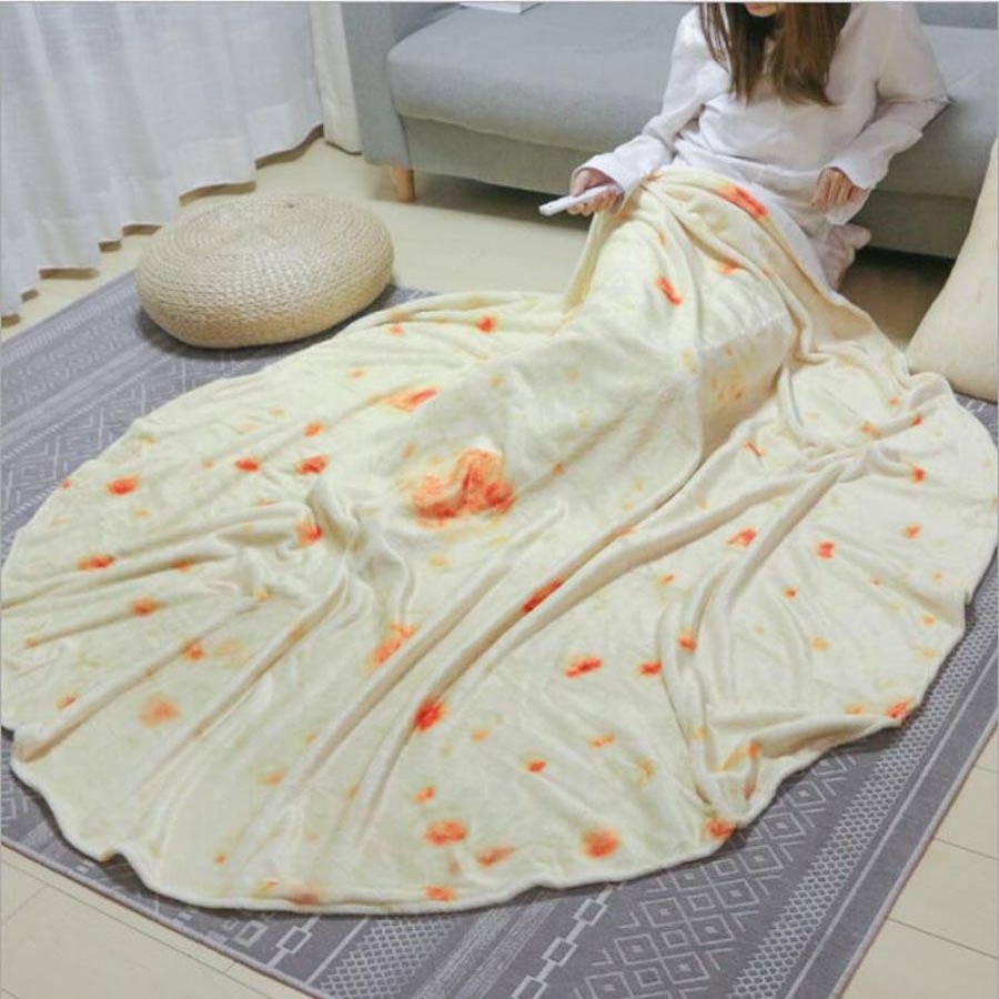 Soft warm flannel corn tortilla pizza blanket mexican pita lavash fleece sofa plaid plush bedspreads winter throw blanket