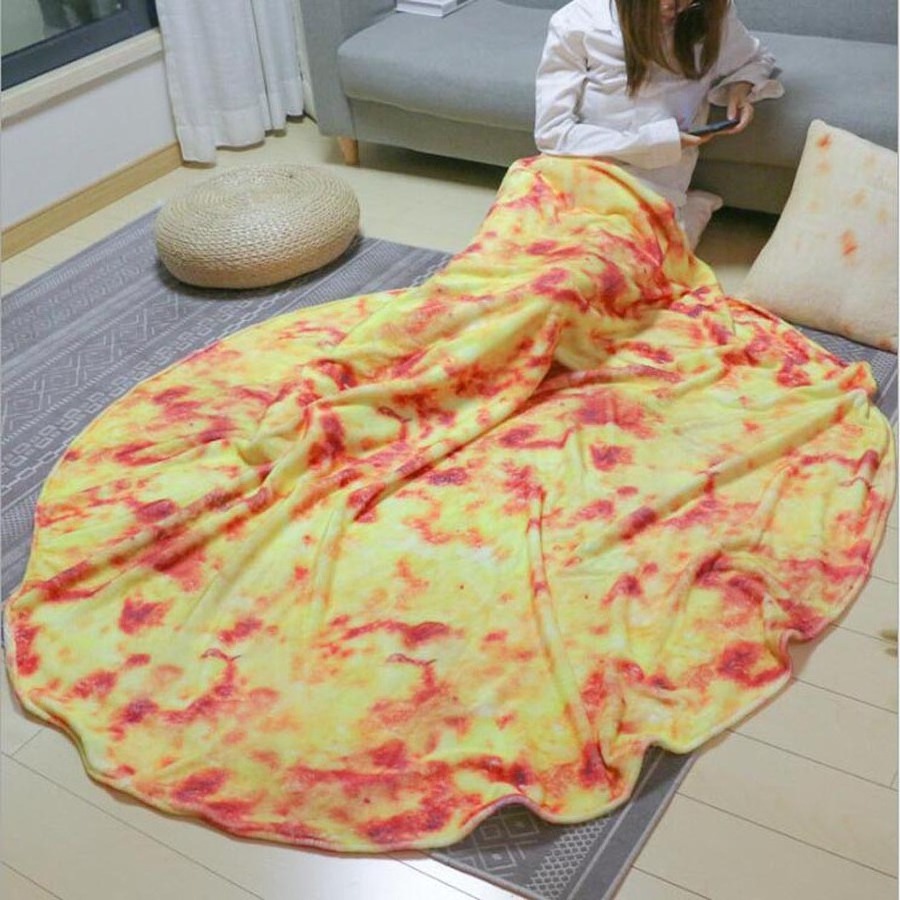 Soft warm flannel corn tortilla pizza blanket mexican pita lavash fleece sofa plaid plush bedspreads winter throw blanket