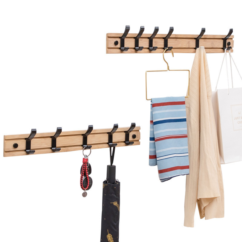 Fashion Style Clothes Living Room Closet Bamboo Hat Racks Coat Hanger Wall Hook Bamboo Wall-Mount Coat Rack