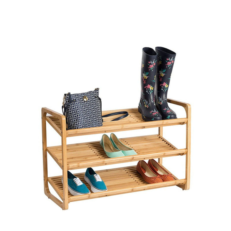 OWNSWING 3 Tier Bamboo Shoe Rack for Closet Space Save Wood Shoe Shelf Storage Organizer