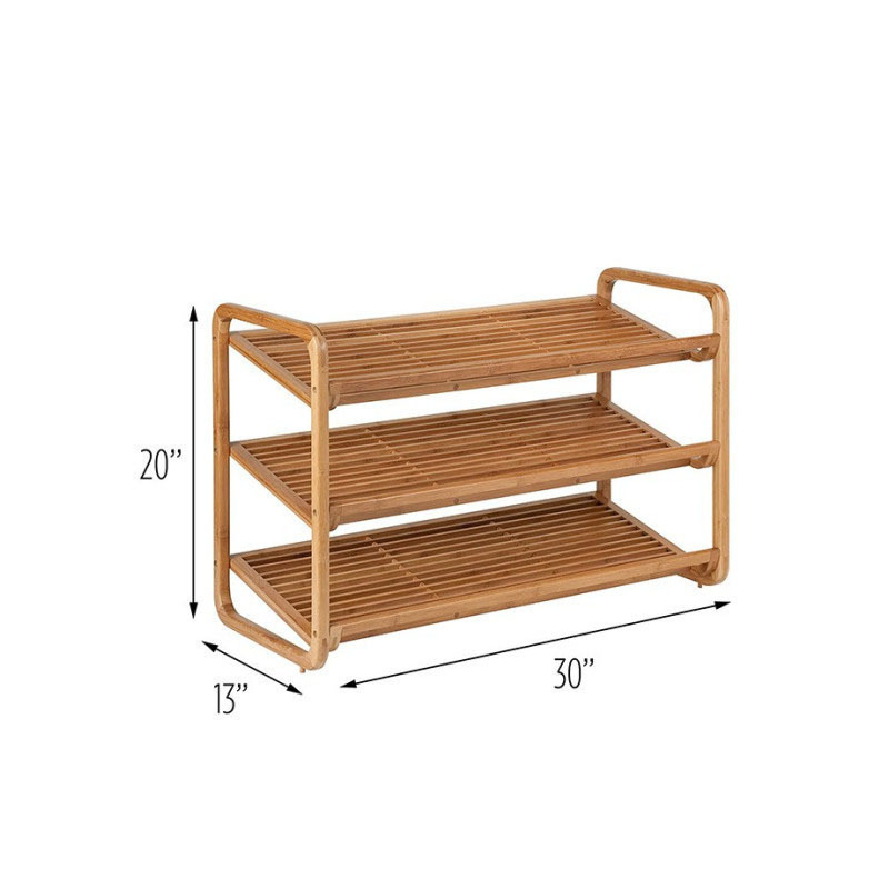 OWNSWING 3 Tier Bamboo Shoe Rack for Closet Space Save Wood Shoe Shelf Storage Organizer