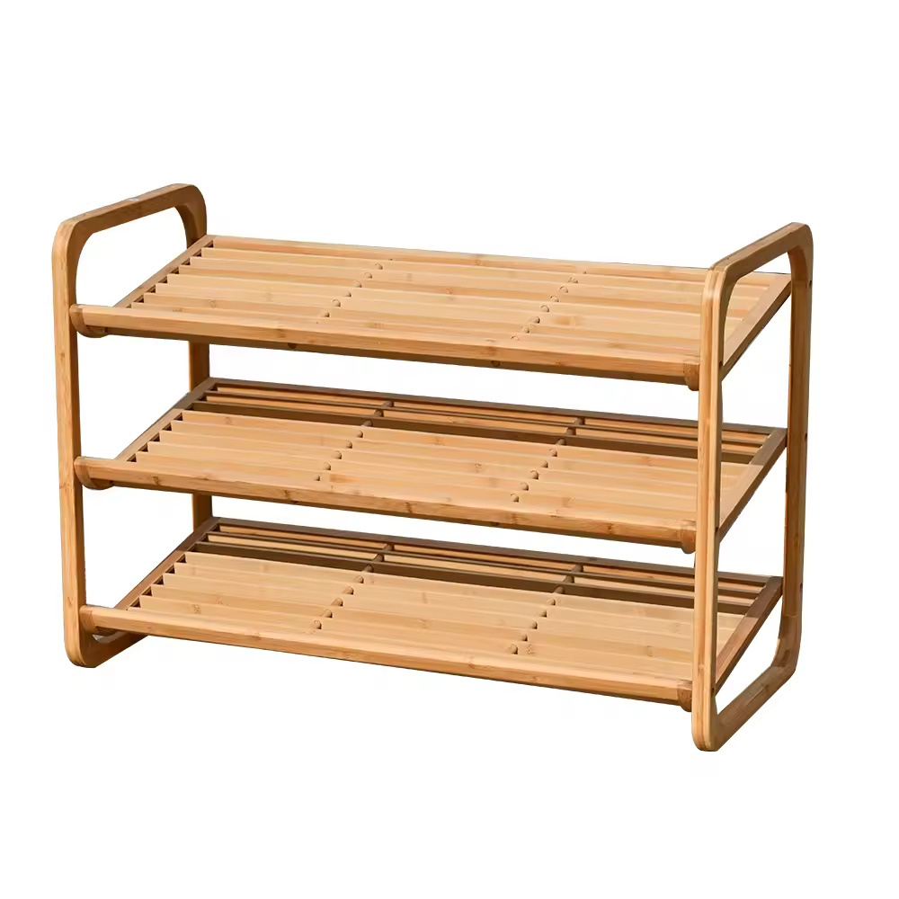 OWNSWING 3 Tier Bamboo Shoe Rack for Closet Space Save Wood Shoe Shelf Storage Organizer