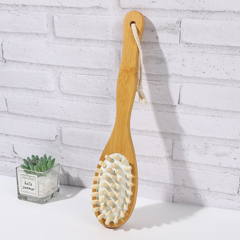 OWNSWING Long Handle Dry Brushing Body Brush Natural Bristle Skin Exfoliate for Body Back Legs and Foot