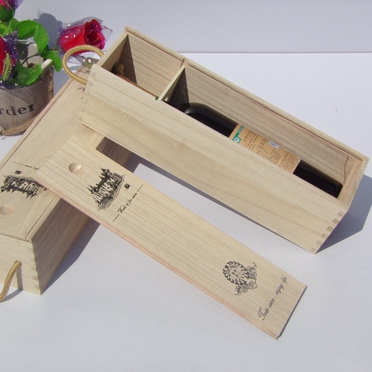 Wooden Hardboard Wine Storage Box for Single Wine Packaging Gift