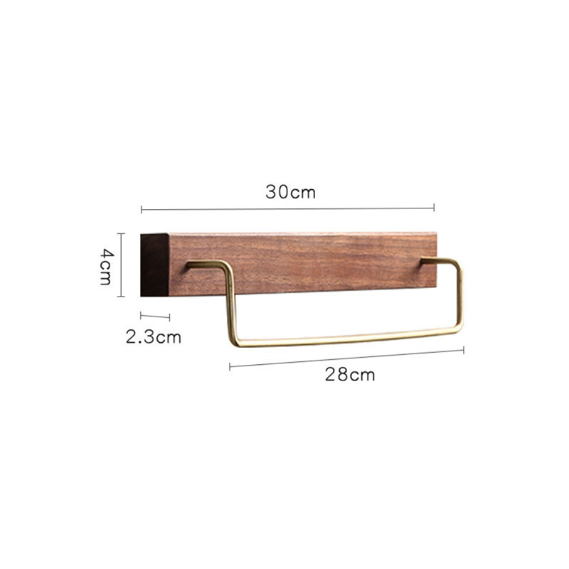 Wall Mounted Wooden Floating Shelves Walnut Towel Rack Bathroom Towel Bar Towel Storage Holder Organizer For Home Decor