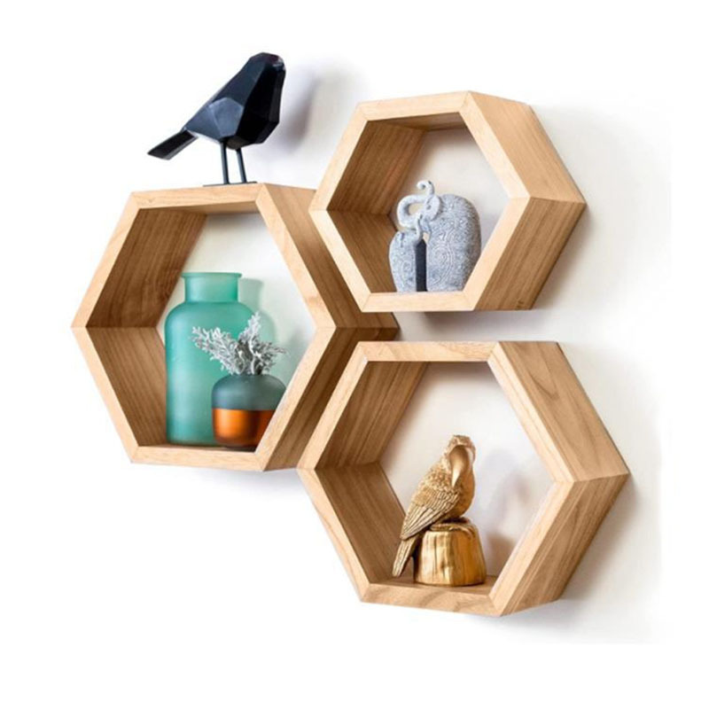 Customize Wall Mounted Hexagon Storage Rack Book Shelf TV Background Hanger Bedroom Balcony Bedside Flower Pot Stand Shelves