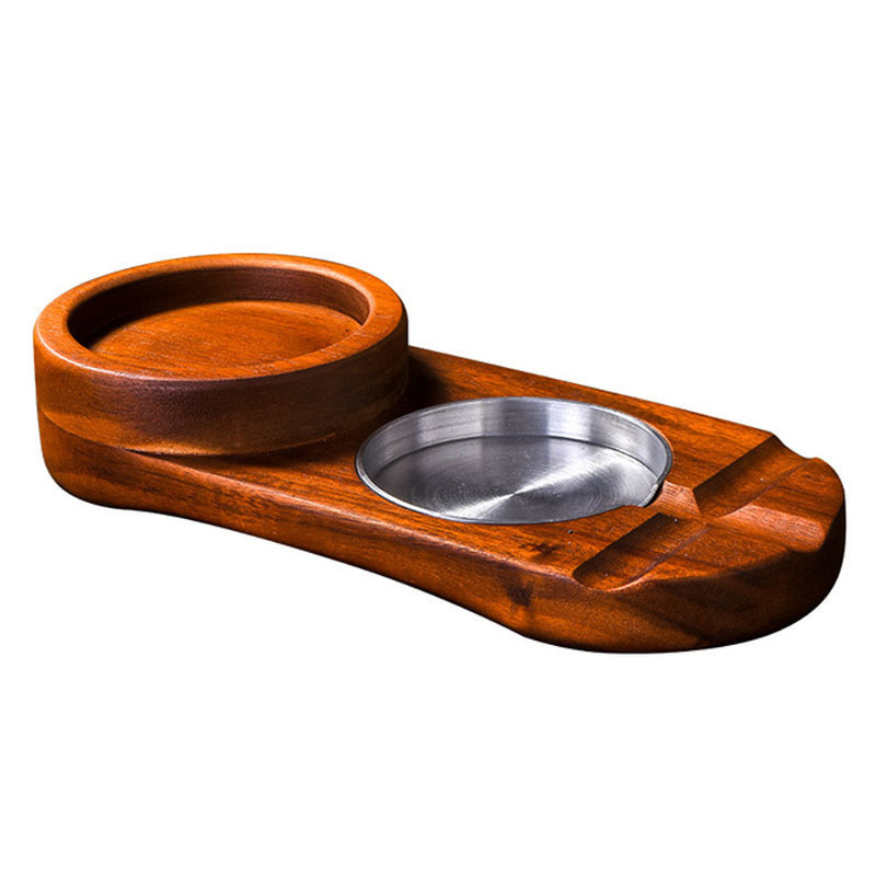 Wooden Cigar Ashtray Wood Solid Cigar Ashtray Whiskey Glass Tray and Cigar Holder, Cigar Slot/Tray, Cigar Whiskey Accessory Set