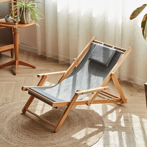 Customize Wooden Deck Chair Adjustable Folding Beach Chair Foldable Beach Outdoor Recliner Sun Lounge Chair