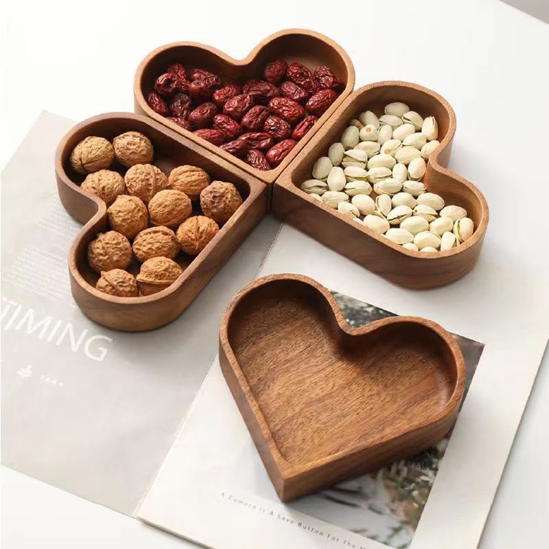 OWNSWING New Style Heart Shape Food Or Drink Lobby Serving Cutlery Wooden Serving Tray