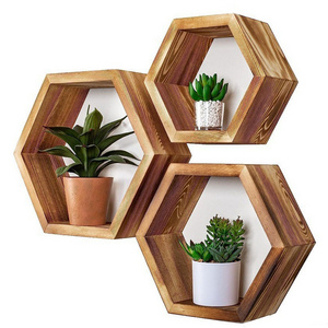 Customize Wall Mounted Hexagon Storage Rack Book Shelf TV Background Hanger Bedroom Balcony Bedside Flower Pot Stand Shelves